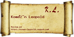Komán Leopold névjegykártya